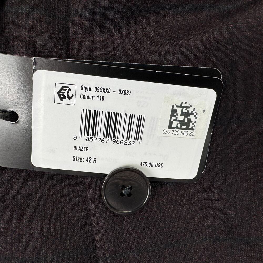 Armani Exchange Mens Slim Fit Wool Windowpane Suit Jacket Brown Black 42R - Picture 3 of 6